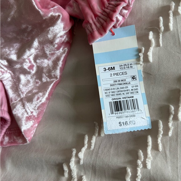 Cat&Jack Pink Crushed Velvet Velour 2piece Dress and Diaper undies NWT Sz. 3-6mo - Picture 6 of 7